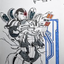 Cyborg DC - Justice Ligue. Een project van  Tekening,  Artistieke tekening y Traditionele illustratie van Jonny GC - 21.11.2019