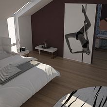 Habitacion Estilo Nordico. Un proyecto de 3D, Arquitectura, Arquitectura interior, Creatividad, Decoración de interiores, Programación, Fotografía digital, Modelado 3D y Post-producción fotográfica		 de Alexander Pulido meralla - 22.11.2019
