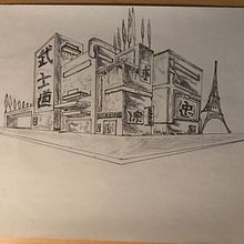 Perspectiva tinta -ciudad futurista- . Un proyecto de Bellas Artes de Ian Ariño - 25.11.2019