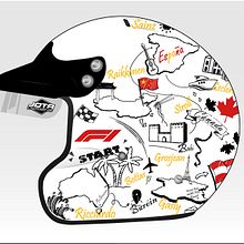 Diseño casco F1 (concurso, finalista). Projekt z dziedziny  Sztuki piękne, Kreat, wność,  R, sunek, Design, Projektowanie c, frowe, Projektowanie graficzne, Trad, c, jna ilustracja, Ilustracja c i frowa użytkownika Natalia Echániz Lehmann - 11.11.2019