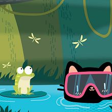 Wallpaper, Swamp Cats. Traditional illustration, and Digital Illustration project by Rose Villacorta - 09.08.2019