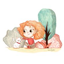 Ilustración infantil: La niña a la que le gustan los gatos. Pencil Drawing, Artistic Drawing, and Children's Illustration project by Laura Cyinder - 12.03.2019
