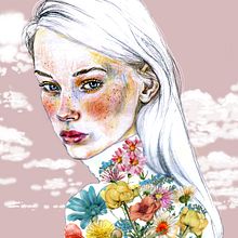 With my head in the clouds. Pencil Drawing, Artistic Drawing, Portrait Drawing, Realistic Drawing, and Traditional illustration project by Vrigit Smith - 12.07.2019