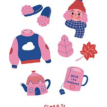 Stay Cozy. Un proyecto de Ilustración tradicional e Ilustración digital de Flora Te - 17.12.2019
