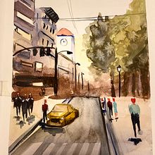 Mi Proyecto del curso: Paisajes urbanos en acuarela. Projekt z dziedziny  Sztuki piękne użytkownika venegasnataly - 22.12.2019