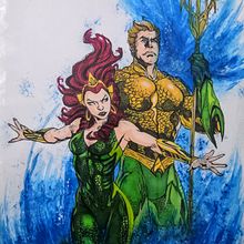 Aquaman y Mera - Justice League. Een project van  Tekening,  Artistieke tekening y Traditionele illustratie van Jonny GC - 24.12.2019