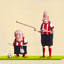 Los dos futbolistas seniles. Sketching, Comic, Concept Art, Creativit, Drawing, Pencil Drawing, Character Design, Traditional illustration, and Digital Illustration project by Daniel Crespo Saavedra - 12.24.2019