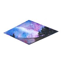 Galaxia sobre el lago. Watercolor Painting project by Delf Isla - 12.25.2019