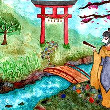 Mi Proyecto del curso: Ilustración en acuarela con influencia japonesa . Ilustração tradicional projeto de Fran Pizarro - 27.01.2020
