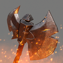 Battle Axe (Game Asset). 3D, Concept Art, Game Development, 3D Modeling, and Video Games project by Angel Esparza - 12.26.2019
