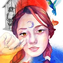 Señorita colibrí . Un progetto di Disegno, Disegno a matita, Disegno artistico, Disegno di ritratti, Illustrazione tradizionale, Illustrazione digitale e Pittura ad acquerello di Tonalli Jaguar - 24.01.2020