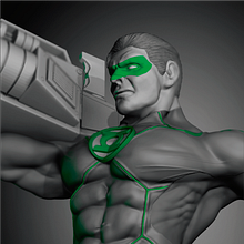  green lantern sculpture fan art v2. Escultura, Modelagem 3D, e Design de personagens 3D projeto de Sebastian Parra Aragon - 30.12.2019