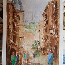 Briviesca (Burgos). Architecture, Fine Arts, Sketching, Creativit, and Watercolor Painting project by Julie M. de la Fuente - 12.31.2019