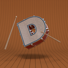 D for Drum  Ein Projekt aus dem Bereich 3D, 3-D-Design, Traditionelle Illustration, Lettering, Digitales Lettering und 3-D-Modellierung von Fernando Mejia Mahecha - 31.12.2019