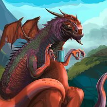 Dragón en la hora del té . Un proyecto de Concept Art e Ilustración digital de Juan Heber Castillo - 04.01.2018
