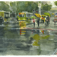 Mi Proyecto del curso: Paisajes urbanos en acuarela. Un proyecto de Arte urbano, Bellas Artes, Ilustración tradicional, Pintura y Pintura a la acuarela de Gabriel Ramos - 13.01.2020