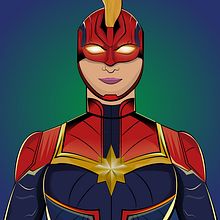 Capitana Marvel. Drawing, Traditional illustration, and Vector Illustration project by Pedro Antonio Ospina Vasquez - 01.08.2020