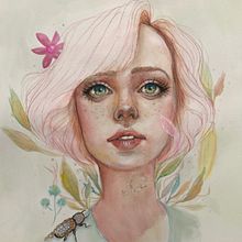 My project in Illustrated Portrait in Watercolor course. Artistic Drawing, and Watercolor Painting project by Nidia Mercado - 01.11.2020