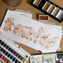 Aquarela - LIBRAS(Língua Brasileira de Sinais). Een project van  Beeldende kunst y Aquarelschilderen van Tamires Vieira da Silva - 12.01.2020