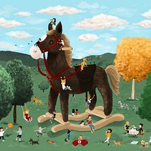 El caballito gigante. Traditional illustration, and Children's Illustration project by Félix Díaz de Escauriaza - 01.07.2020