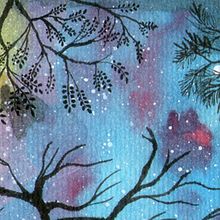 Proyecto del curso: Técnicas modernas de acuarela. Galaxia, árboles y gatitos.. Watercolor Painting project by Anyela Alvarez - 01.16.2020
