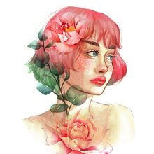 Girl and roses. Projekt z dziedziny  R, sunek art, st i czn użytkownika LeZian Arsina - 16.01.2020