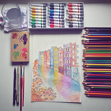 Amsterdan em Aquarela. Een project van  Creativiteit y Traditionele illustratie van Jéssica Zambonato - 16.03.2018