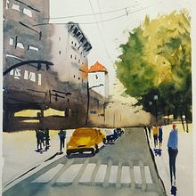 Mi Proyecto del curso: Paisajes urbanos en acuarela. Un proyecto de Pintura a la acuarela de lolour - 07.06.2020