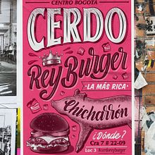 Cerdo Rey Burger - Proyecto final curso Lettering e Ilustración  Ein Projekt aus dem Bereich Kalligrafie, Kreativität, Traditionelle Illustration, Lettering und Digitales Lettering von Andrés Henao - 17.01.2020