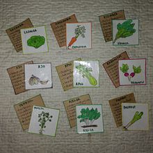 Memorice (juego) hecho a mano propiedades hortalizas y hierbas. Artesanato, Ilustração tradicional e Ilustração botânica projeto de Paz - 18.01.2020