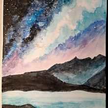 Mi Proyecto del curso: Técnicas modernas de acuarela. paisaje nocturno. Watercolor Painting project by Beatriz Rodriguez - 01.20.2020