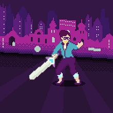 Diseño de personaje de Sayonara Wild Hearts en pixel art Ein Projekt aus dem Bereich Design von Figuren, Pixel Art und Videospiele von Javi Moreno Heüer - 23.01.2020