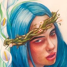 Billie Eilish. Un proyecto de Dibujo de Retrato, Ilustración digital y Pintura a la acuarela de Tonalli Jaguar - 24.01.2020