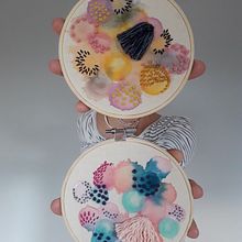 My project in Embroidery and Watercolor Basic Techniques course. Projekt z dziedziny  Haft i Malowanie akwarelą użytkownika Magali Raffestin - 25.01.2020