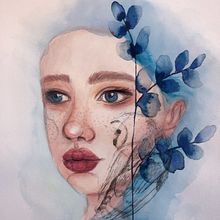 My project in Illustrated Portrait in Watercolor course. Artistic Drawing project by justjvp - 01.27.2020