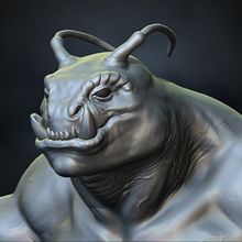 Bestia cuadrúpeda gigante. Un proyecto de 3D, Concept Art, Diseño 3D, Diseño de personajes, Escultura y Modelado 3D de Gabriel Delfino - 01.02.2020