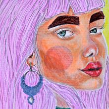 The girl with blue earring. Traditional illustration project by Mioara-Alexandra Rațiu - 02.04.2020