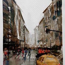 Rainy day. Watercolor Painting, Architecture, and Painting project by Julie M. de la Fuente - 02.05.2020