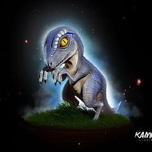 Velociraptor Blue. Concept Art, 3D Design, Character Design, 3D Character Design, Digital Illustration, and 3D Modeling project by Kamuro Illustrator - 02.07.2020