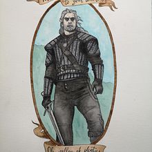 Toss a coin to your Witcher. Fine Arts, Creativit, Drawing, Pencil Drawing, Artistic Drawing, Portrait Drawing, Realistic Drawing, Traditional illustration, Painting, and Watercolor Painting project by Alexia Sánchez Sancibrián - 01.08.2020