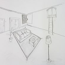 PERSPECTIVA HABITACIÓN 50x70. Drawing, and Pencil Drawing project by alma_chaguacedac - 02.13.2020