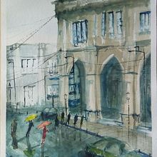 Esquina - Nuevo proyecto. Architecture, Drawing, and Watercolor Painting project by José Augusto Pederiva - 02.17.2020