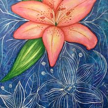 Lili_soñando_azul. Een project van  Tekening,  Artistieke tekening,  Botanische illustratie, Schilderij y Aquarelschilderen van Gabriela Gómez - 12.01.2020