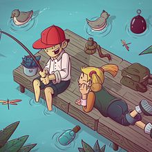Hermanos en el lago. Un progetto di Character design, Illustrazione digitale e Illustrazione infantile di Pintamones - 20.02.2020