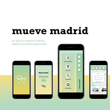 mueve madrid / aplicación móvil. Un progetto di Br, ing, Br, identit, Sviluppo di applicazioni, Design, Progettazione di applicazioni, Design di loghi, Design digitale, Design editoriale, Graphic design, Design interattivo, Design per smartphone e UX / UI di Carmen Pérez - 16.05.2019