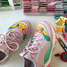 Upcycled trainers with embroidery. Embroider project by Kseniia Guseva - 02.28.2020