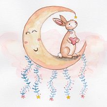 Un conejito en la luna: Mi proyecto del curso... Ein Projekt aus dem Bereich Kinderillustration von dianalge - 28.02.2020