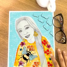 Mi Proyecto del curso: Retrato con lápiz, técnicas de color y Photoshop . Desen de portret de Maria Torres - 03.08.2020