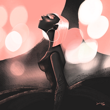 Ilustración de una mujer en coral y negros. Projekt z dziedziny Trad, c i jna ilustracja użytkownika Jorge González Molinero - 09.03.2020