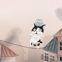 El gato en el tejado. Traditional illustration, Digital Illustration, and Children's Illustration project by Adrian Vazquez - 11.16.2019